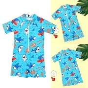 KAOOCXU Toddler Boy Swimwear Casual Summer Short Sleeved Printing Shirt And Swim Trunks Outfit Breathable Soft Clothes For Seaside Travel